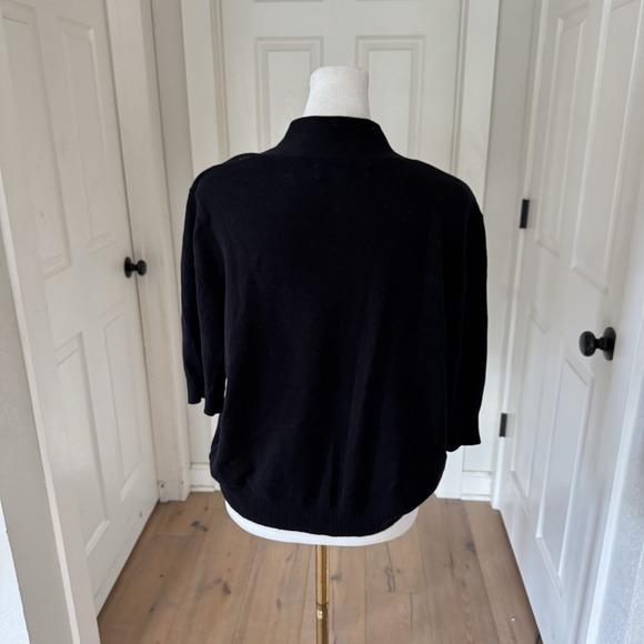 Jones New York Sport Open Cropped Black Cardigan Short Sleeve Womens L Viscose - Picture 3 of 8
